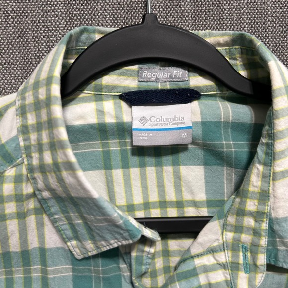 Columbia Mens Short Sleeve Button Up Shirt Lot 2 Plaid Striped Cotton Green M - Picture 9 of 10